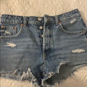 Zara high-rise denim shorts